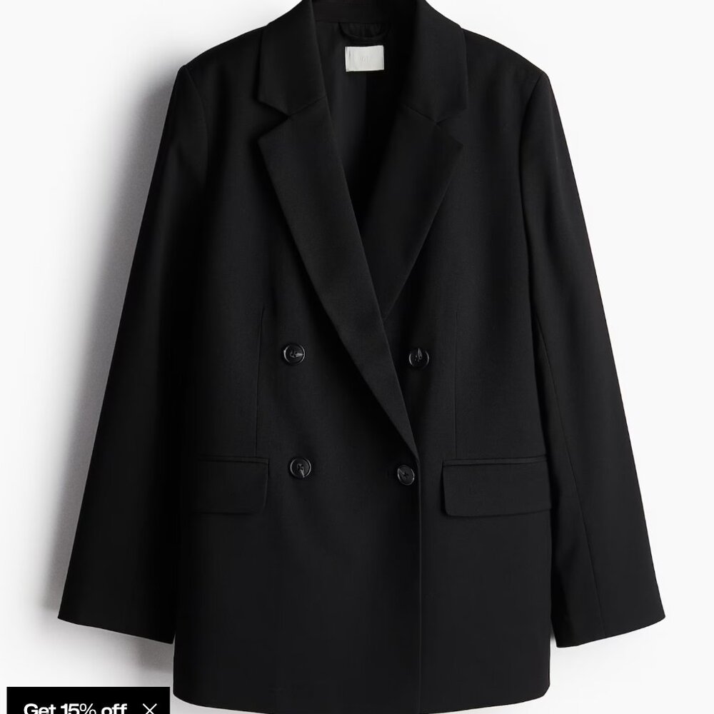Black H&M Double Breasted Oversized Blazer size Large